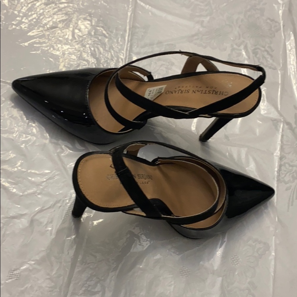 Black patent leather high heels